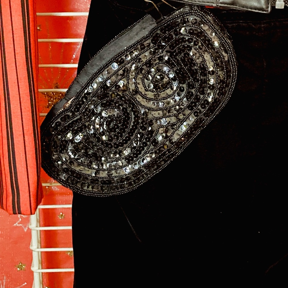 Black sequined Bags by Dormar made in Japan vintage clutch